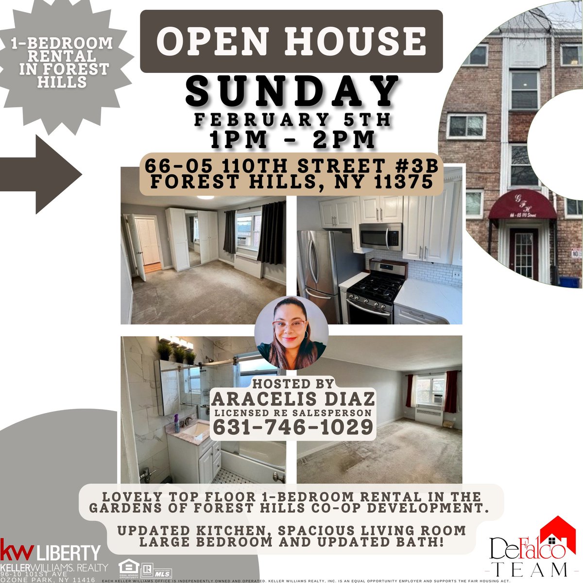 DeFalcoTeam's tweet photo. Do you need an #Apartment? in #ForestHills? 

Well, this #Sunday come say hello to Aracelis as she hosts a #Rental #OpenHouse in Forest Hills! 
#Queens #NewYork #NYC #NY #RealEstate #KW #KellerWilliams #ForRent #Renting #Tenant #Realtor #Realtors #NYForRent #RentNY #ThisWeekend https://t.co/s5zb5Wj6SU