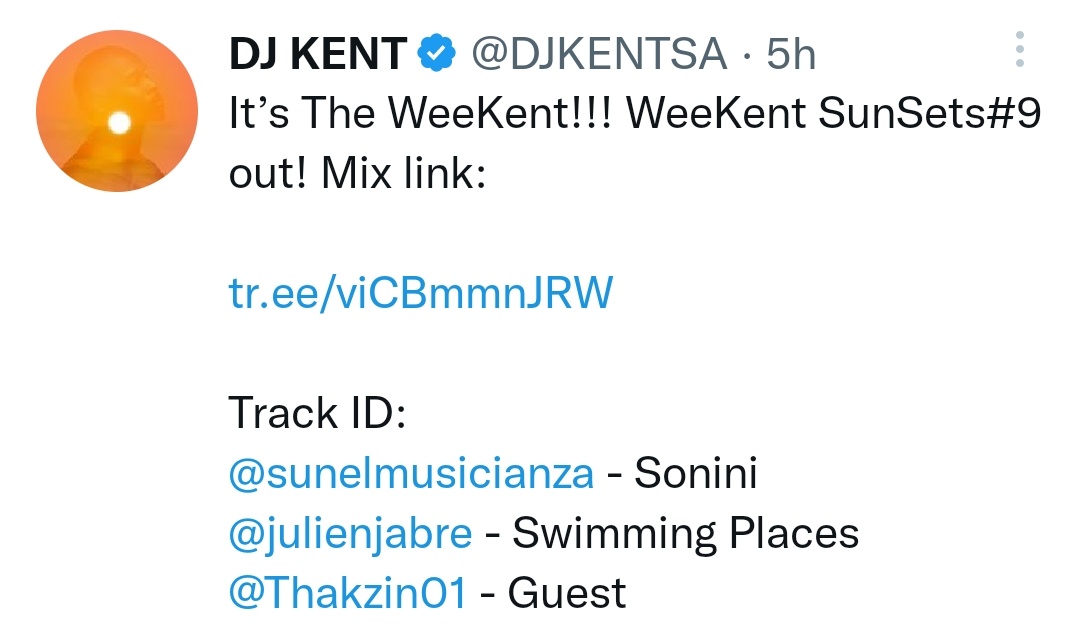 Guyumav's tweet photo. The way @DJKENTSA mixes his songs is unmatched. He doesn't just throw random things together. A perfect cocktail. #weekent #weekentsunset9 https://t.co/768H6hoSj4