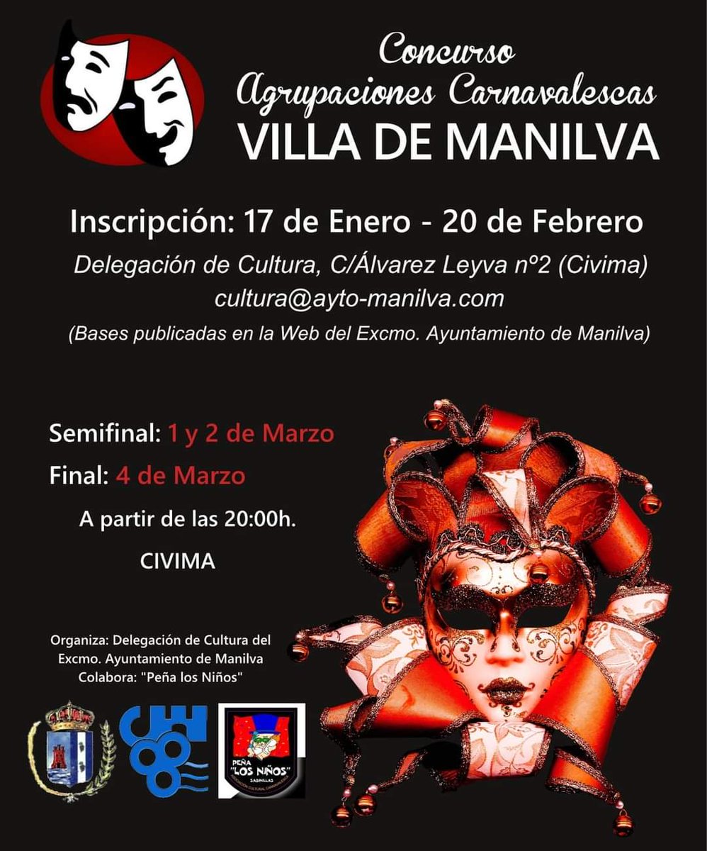 II Concurso de agrupaciones Carnavalesca Villa de Manilva <a href="/accplosninos/">ACC Peña Los Niños</a> <a href="/codigocarnaval/">Código Carnaval</a> <a href="/alsondecarnaval/">Al son del Carnaval</a> <a href="/carnavalsur/">Carnaval Sur</a> <a href="/DCarnavalcadiz/">Diario del Carnaval</a> <a href="/carnavalsur/">Carnaval Sur</a> <a href="/carnavaleros100/">Viva el carnaval</a> <a href="/kamunray/">Latidos al 3x4 ♥</a> <a href="/CarnavalCosas/">Carnaval Cosas</a> <a href="/DonFletilla3X4/">DonFletilla3X4 🎭</a> <a href="/ocmascarnaval/">Más Carnaval</a>