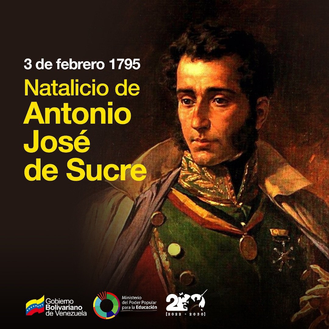 _LaAvanzadora's tweet photo. ¡Honor y gloria eterna!

Sigamos el ejemplo del Gran Mariscal de Ayacucho, Antonio José de Sucre, joven luchador con la más pura virtud militar y patriotismo. 

@NicolasMaduro 
@MPPEDUCACION https://t.co/cXSo2A771E