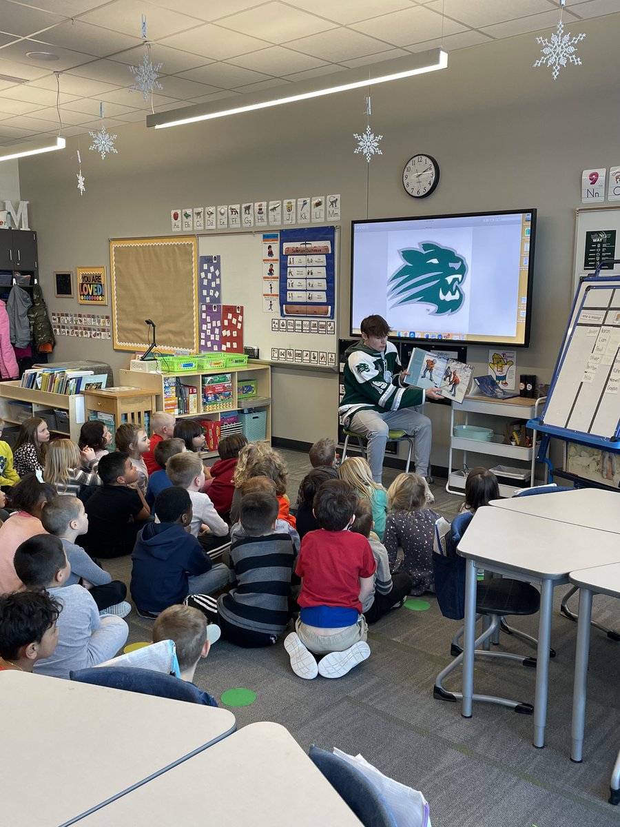 “Z is for Zamboni” and lots of fun as Jenison hockey players read with TK.