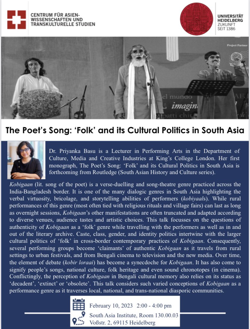 BPriyanka_KCL's tweet photo. My first book talk and the first one for the year is happening next week—10 February, Friday—at the University of Heidelberg. Thanks to the generous invitation of Prof. Hans Harder and Dr. Justyna Kurowska. Excited and nervous to speak about my 15-year-long research on Kobigaan! https://t.co/KnPjl8oV0j