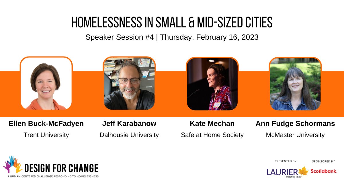 Introducing our speakers for Speaker Session #4 of Design for Change! These experts will be offering their unique perspectives on homelessness in small and mid-sized cities. Register for #DesignForChange at bit.ly/D4Ctg 

#HumanCentredDesign