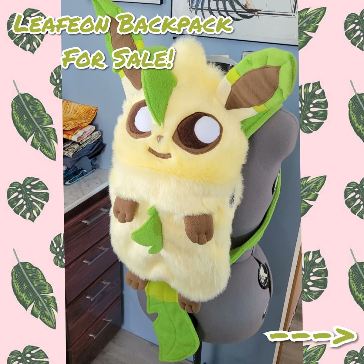 cult_makers's tweet photo. I'm making Eeveelution backpacks based on penny's! 
This leafeon is available for $550, and I've got an Eevee available for $450! 
Features a functional 10x10 storage pocket hidden on the backside~ 
#furryfandom #monstercultmakers #fursuitmaker #pokemon https://t.co/etv3gxOyHl
