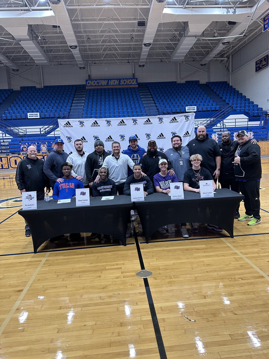 NSD 2K23 is a wrap with a total of 8 Choctaw Football players punching their ticket to play at the collegiate level!  So proud of our Student-Athletes! Congrats to ⁦<a href="/RJJackson1501/">RJ Jackson</a>⁩ ⁦<a href="/imarijones9/">imari jones</a>⁩ ⁦<a href="/JacobyMcClain40/">Jacoby McClain</a>⁩ ⁦<a href="/ConnorStover/">Connor Stover</a>⁩ @Micah