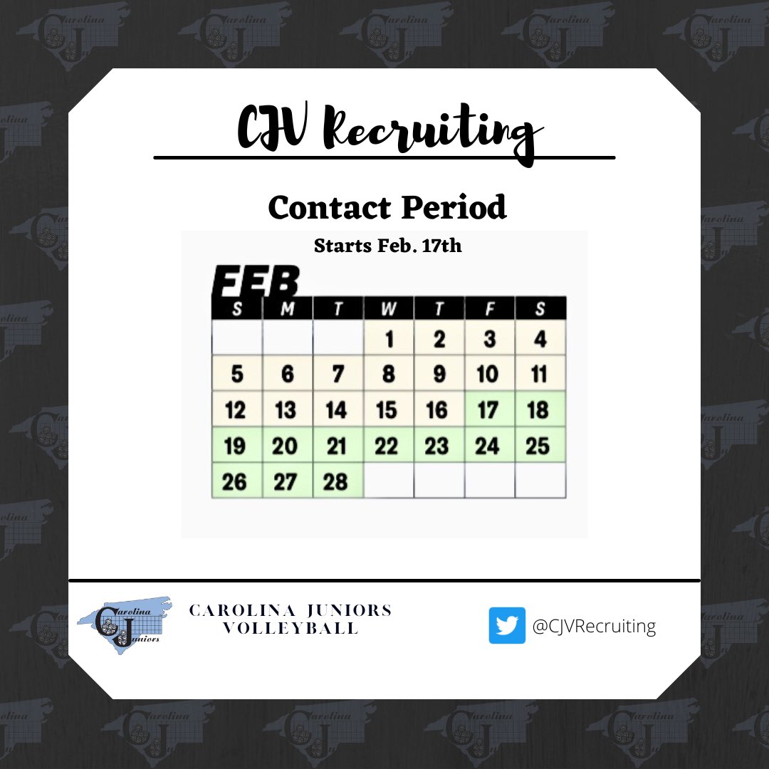 Contact Period begins February 17th!!! 

Make sure we are sending out film, schedules, and other updates to coaches! 

Let’s get those visits in too! #cjvrecruiting #whycjv