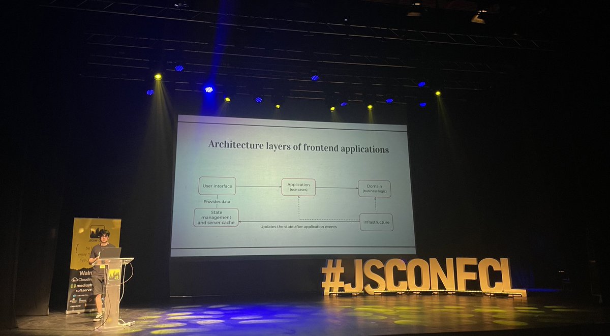 ivolivares's tweet image. Ahora @talyssonoc dando cátedra de DDD aplicado a Frontend Engineering 💥 en la #JSConfCL 🇨🇱