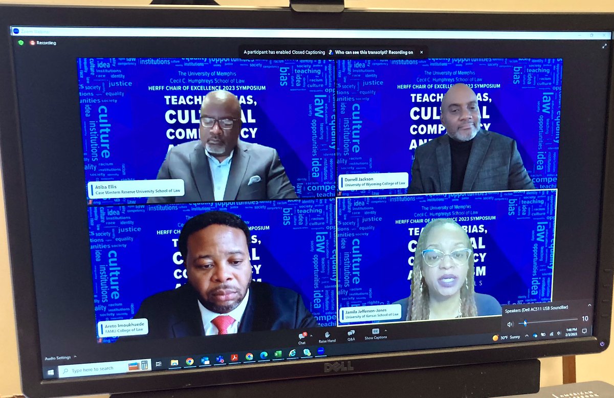 Today I get the privilege of hearing my brilliant <a href="/kulawschool/">KU School of Law</a> colleague <a href="/jamilajeff/">Jamila E. Jefferson (she/her)</a> discussing engaging 1Ls in critical thinking, situating cases in historical and political context; using narratives… Only time I have ever wanted to go back to 1L. <a href="/memlawschool/">Univ. of Memphis Law</a> symposium