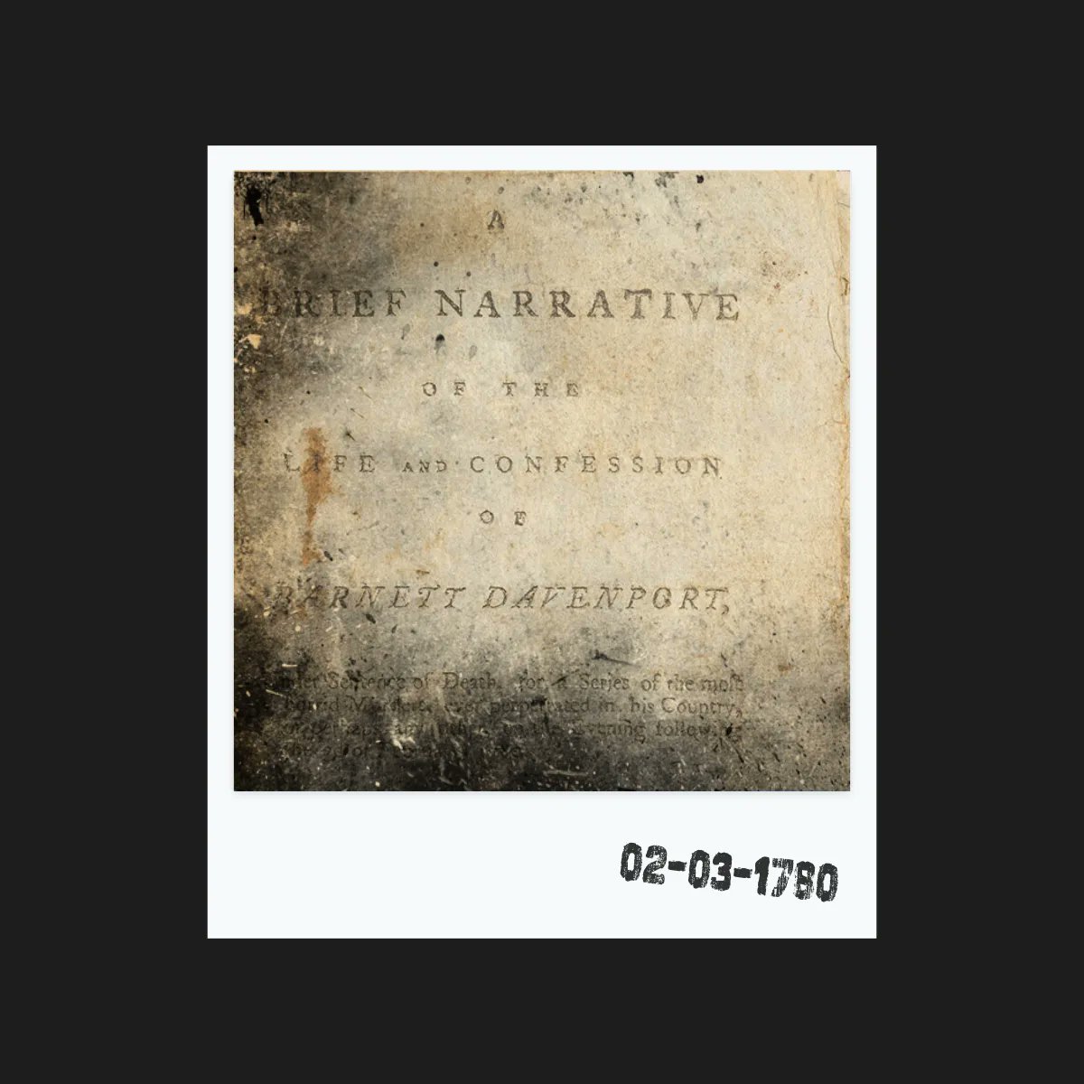 onthisdarkday's tweet image. In 1780...

Barnett Davenport murders his employer, along with 4 of the employer's family members. The event will become widely recognized as the first mass homicide in American history.

#OTDD #OTD #OnThisDay #TrueCrime