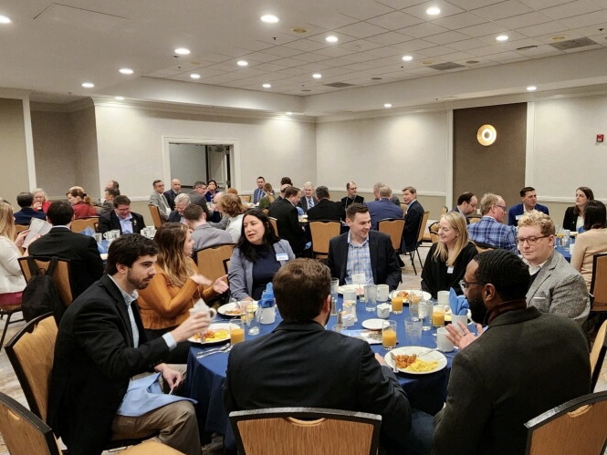 UNCMPA's tweet photo. Alumni, students, faculty, and staff connected at the #uncmpa Alumni Breakfast and Happy Hour Hub during the North Carolina City and County Management Association's 2023 Winter Seminar in Winston-Salem #ncccma #localgovernment https://t.co/yYWkA1wyPW
