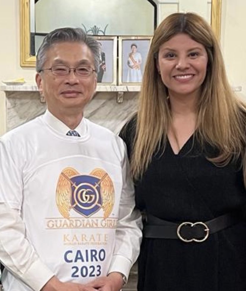 At Guardian Girls Karate event hosted by <a href="/WorldKarate_WKF/">World Karate Federation 🥋</a>,  <a href="/KIFGlobal/">Koyamada International Foundation (KIF) Global 🌎</a> and <a href="/UNFPA/">UNFPA</a> in Cairo 🇪🇬, KIF President <a href="/NiaLyte/">Nia Lyte (Carolina M. Koyamada)</a> met with <a href="/JAPANinEGYPT/">سفارة اليابان في مصر</a> Ambassador Hiroshi Oka during the “Guardian Girls Karate Night” Reception at his Official Residency. 
#GuardianGirls
#GuardianGirlsKarate