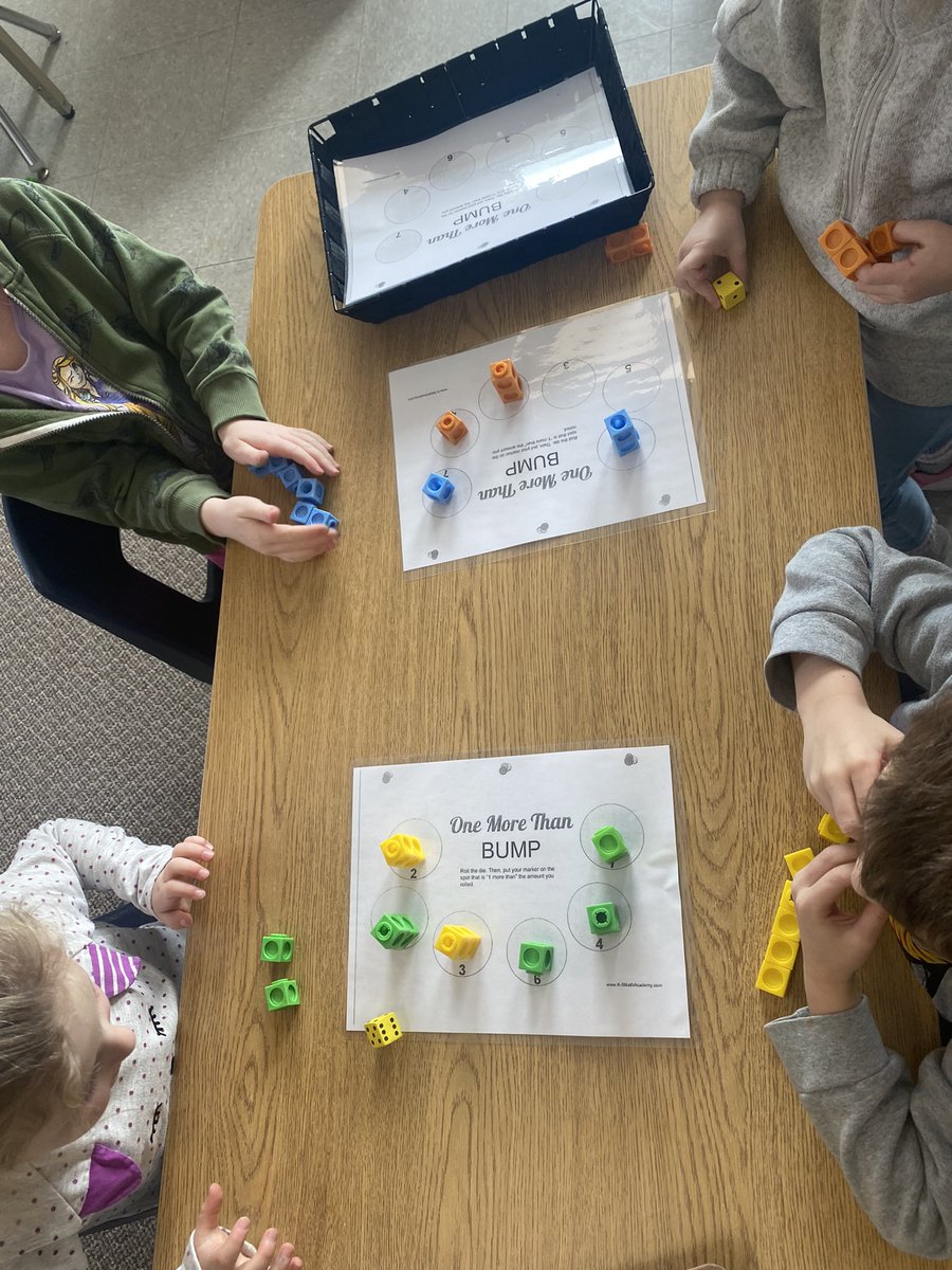 This week we started exploring the concept of 1 more. To provide purposeful practice, students played the game “One More Than. Bump.”