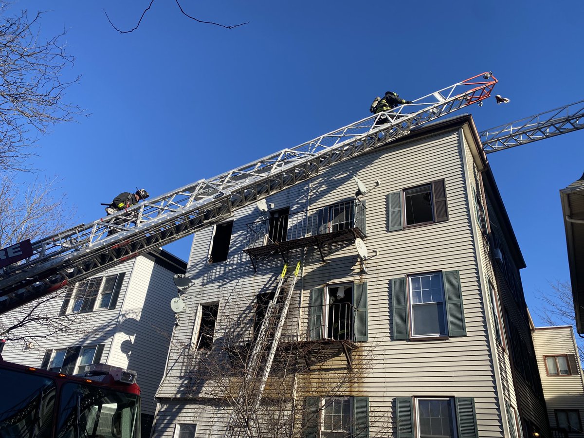 BostonFire's tweet photo. Heavy fire knocked down, companies are overhauling the walls and ceilings on floors 2 and 3. All occupants were safely evacuated. https://t.co/RxeeW3lwFg
