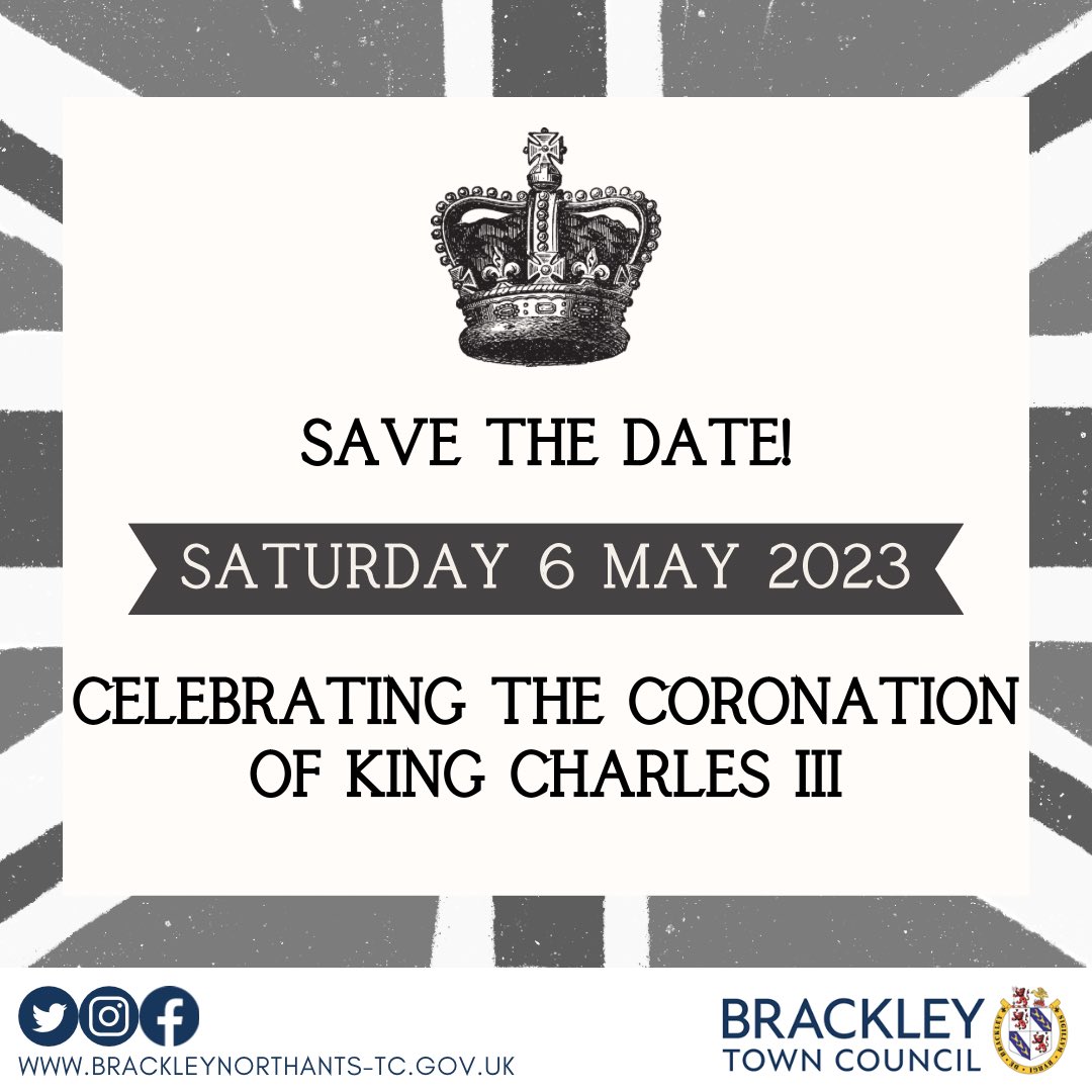 brackleycouncil's tweet photo. 👑SAVE THE DATE👑
🗓️Saturday 6 May 2023 
📍Brackley Rugby Club 
⏰Provisional 10am to early evening 
🆓Free event for all residents to attend https://t.co/9tjhcR4nbS
