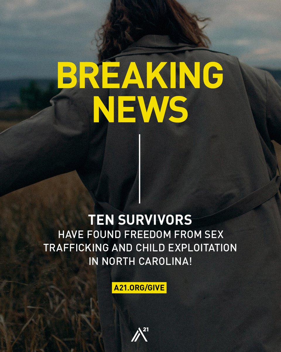 #BREAKINGNEWS 10 survivors have found freedom from sex trafficking and child exploitation in North Carolina! Our aftercare team provided immediate emergency accommodation, basic needs, & legal assistance. Thank you for supporting brave survivors beginning the restoration journey.