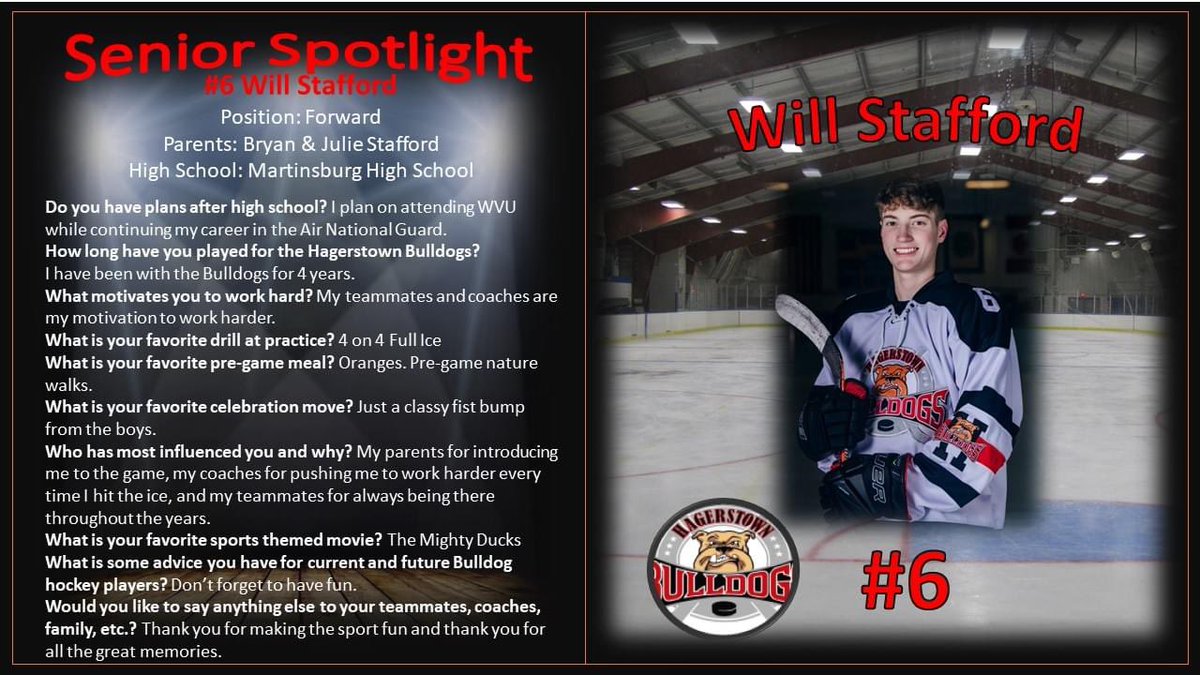 Bulldogs...check out our Senior Spotlight of the week... Will Stafford.