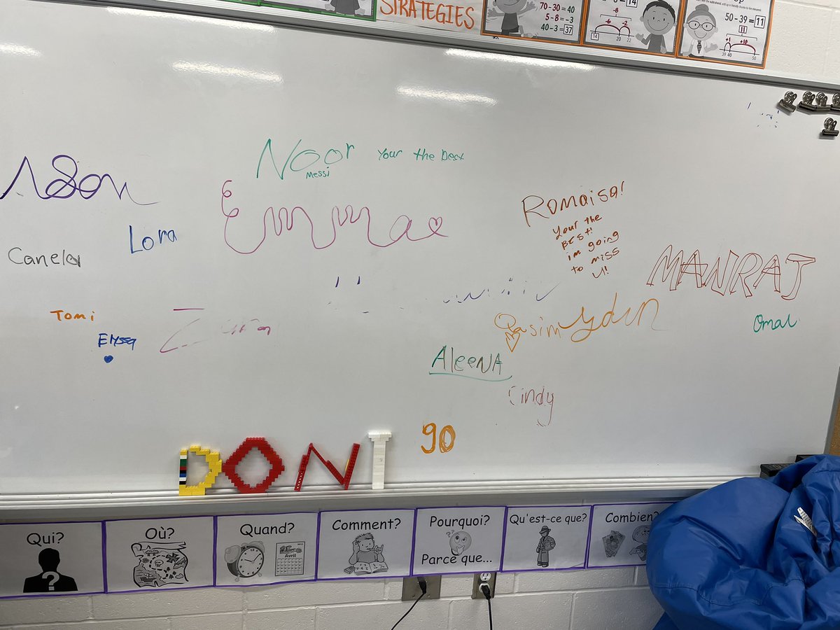 Talking with my class today about how I’ll soon be going on Mat leave. Came back after our second indoor recess to a completely spotless classroom and these great messages! These kids are the best!!