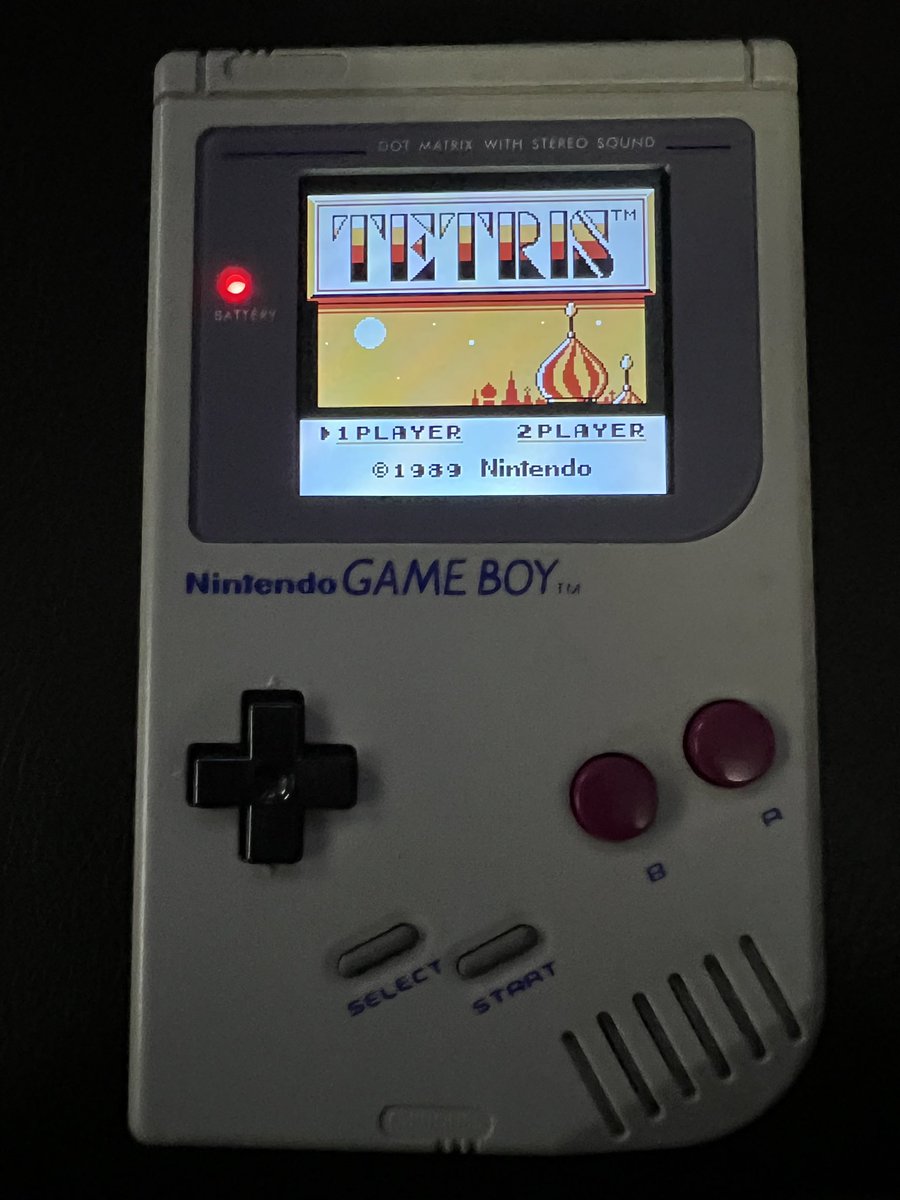 Blue_Angel_PR's tweet photo. Gameboy DMG screen replacement with an IPS screen.  #gameboy #gameboydmg #tetris #ipsscreenmod #retrogaming #videogames #gameroom #nintendo https://t.co/V7JahK62uq