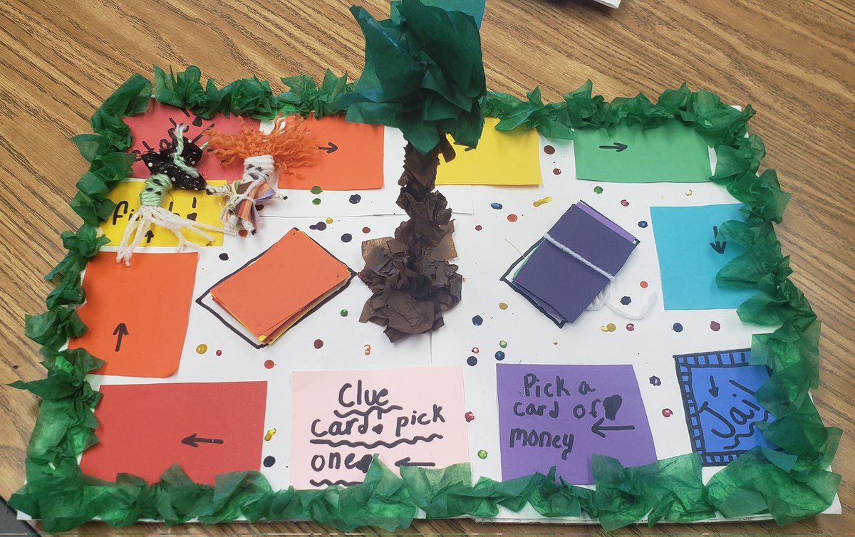 A 4th grade student spent her art week making a board game. She used the Collage, Drawing, Sculpture, &amp; Fibers centers. She even made a directions page (not pictured). I'm so proud of her. <a href="/hhehornets/">Hawthorn Hill Elementary</a> <a href="/HHE4thGrade/">HHE4thGrade</a> #teachingforartisticbehavior #LSR7K5art #LSR7proud