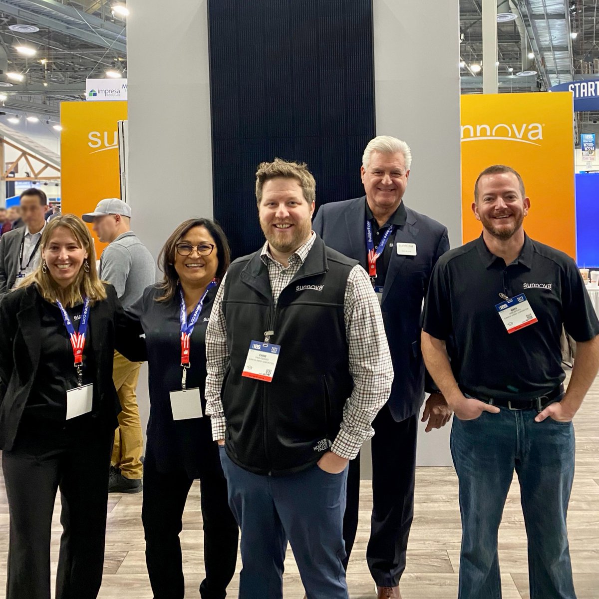 SunnovaEnergy's tweet photo. Our New Homes Team had a blast at #IBS2023 this week 🙌

At our booth, we shared new product offerings and discussed how to set yourself apart by building #solar standard communities. 

Learn how you can #BuildWithSunnova: https://t.co/JU9SVKIz0G

#WeAreSunnova https://t.co/ebfhSh8WJL