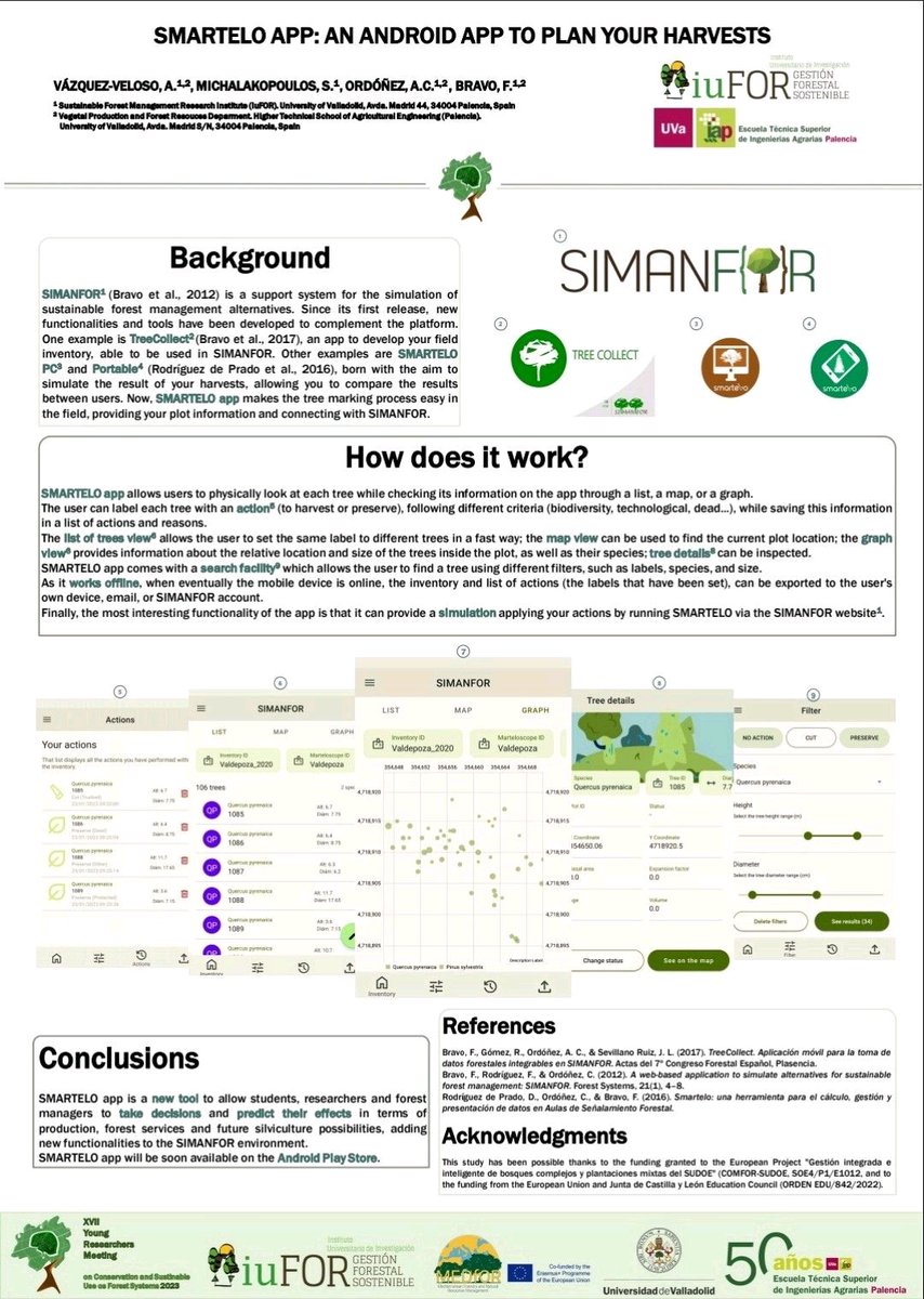 Esta semana hemos participado en la reunión de lanzamiento de los proyectos #IMFLEXforest y #LODForTrees. Además, hemos podido probar la primera versión de #SMARTELOapp, aplicación para marcaje de cortas del proyecto #COMFORSUDOE que pronto estará disponible.

#somosiufor