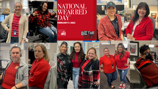 HROperations21's tweet photo. #NationalWearRedDay today in recognition of national heart month.  Please take the time to visit your doctor to check your heart.  #WearRedDay @WomenOfATT_EG @HACEMOSatATT #HROrganization @AmericanHeartTX #TeamHRHeartHeroes https://t.co/EcOHwdE9ux