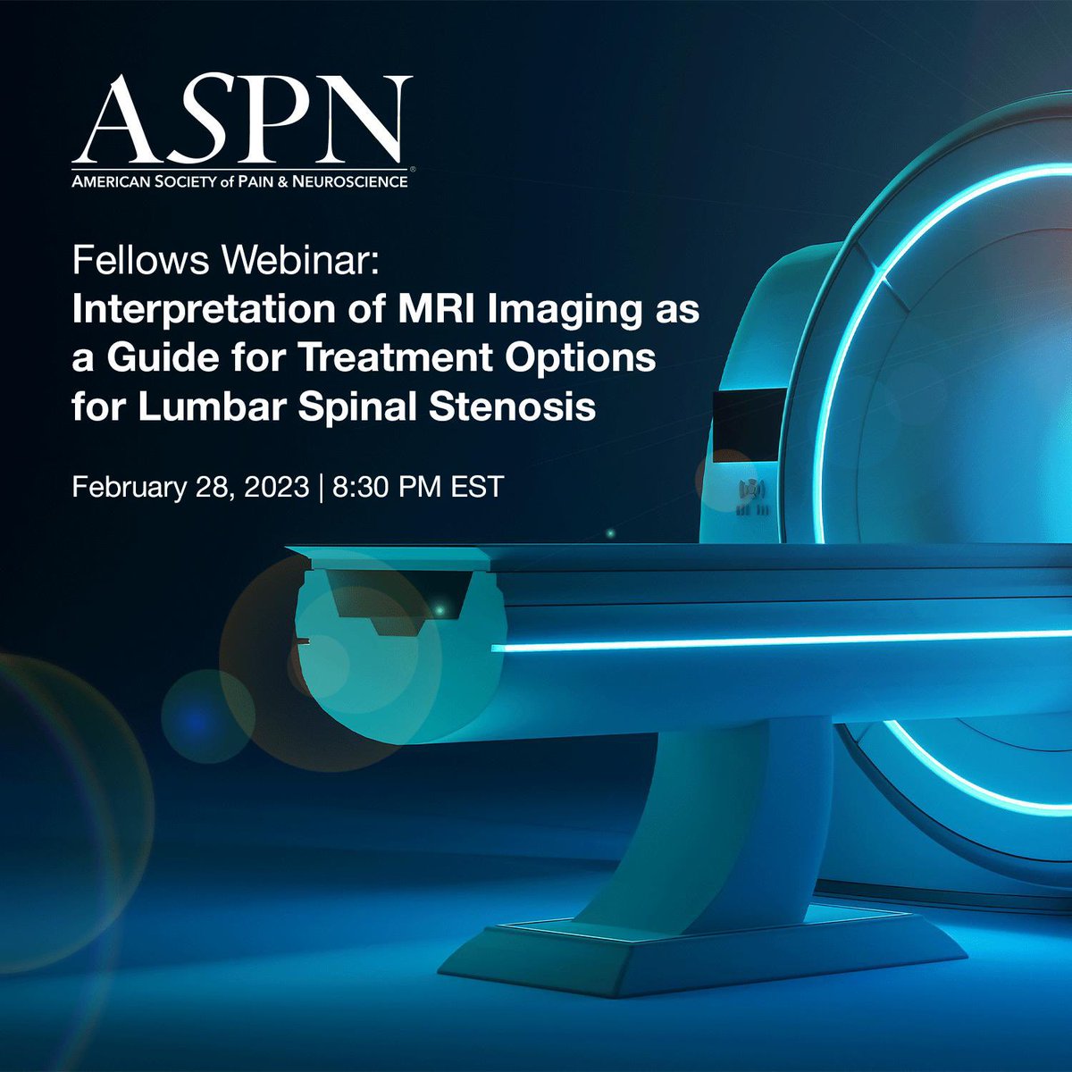 Join us on February 28th for a webinar discussing reviewing MRI imaging and the subsequent treatment options for lumbar spinal stenosis REGISTER NOW: register.gotowebinar.com/register/54805… #MRI #Stenosis #Lumbarspinalstenosis #LSS #ASPN2023 #Fellowswebinar