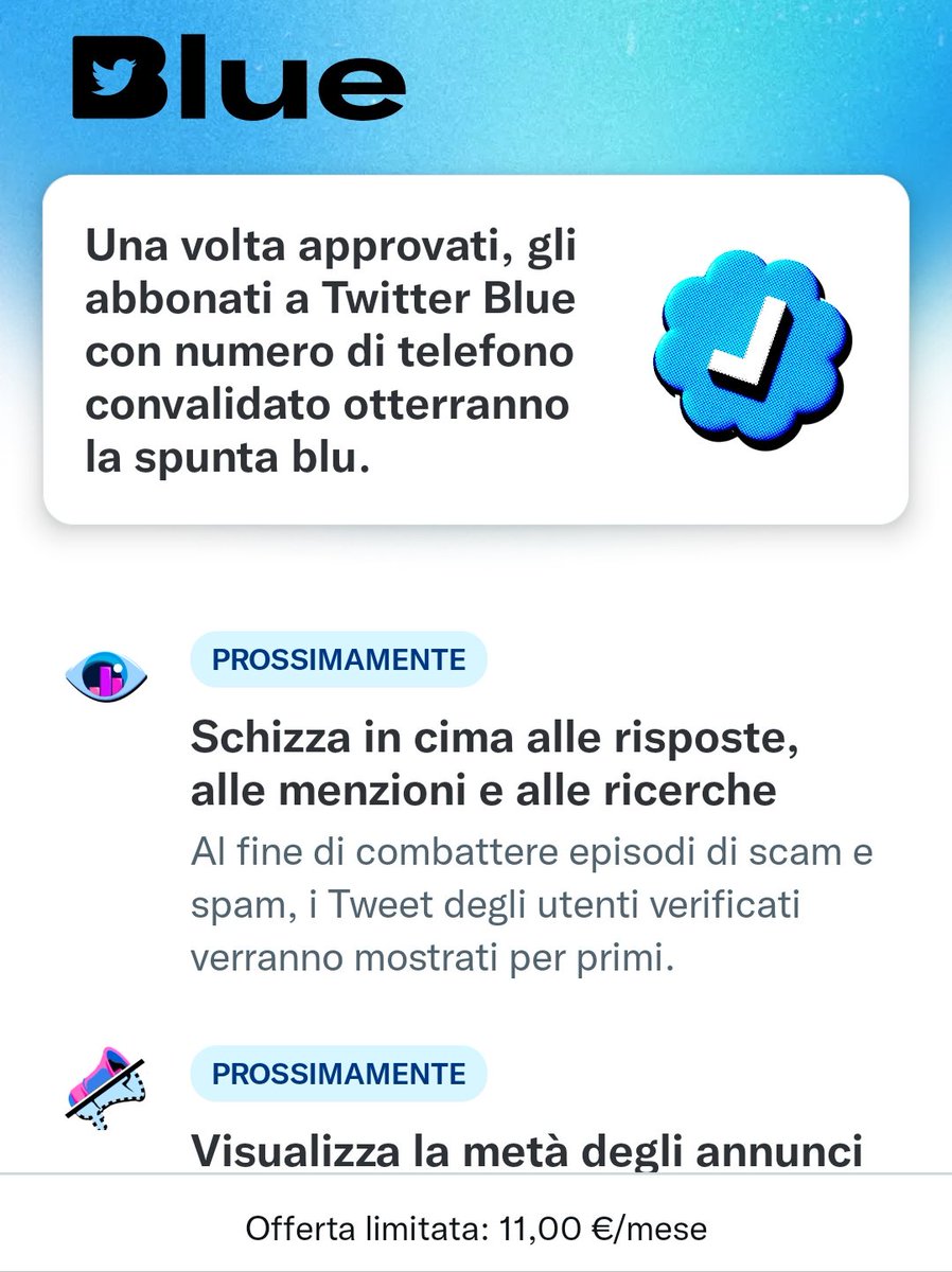 L0VEzen's tweet photo. @elonmusk|s @Twitter blue from 8$ changed to 11 € in Europe. 🤔 https://t.co/1ZD7Y3YoH1