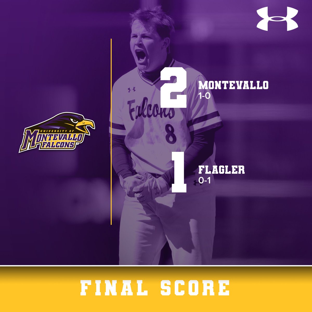 UMFalcons's tweet photo. WHAT A WAY TO START THE SEASON‼️

@UMoTownBaseball's Ben Teel walks it off with a single to beat Flagler, 2-1 👏👏👏

📰 https://t.co/kyZWWVz36I

#RiseAbove https://t.co/PjzjODe5ge
