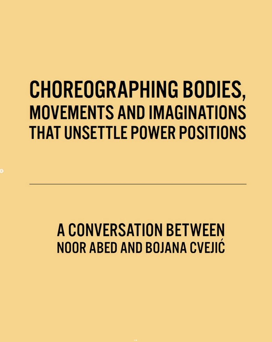 MimesisMag's tweet photo. Choreographing Bodies - Movements and Imaginations that Unsettle Power Positions
#noorabed and #bojanacvejic had a conversation about dance &amp; choreography as a political expression. 
#mimesismagazine  #NoorAbed #Bojanacvejic #socialchoreography  #Palestine  #weddingdance https://t.co/yaD47BTFqi