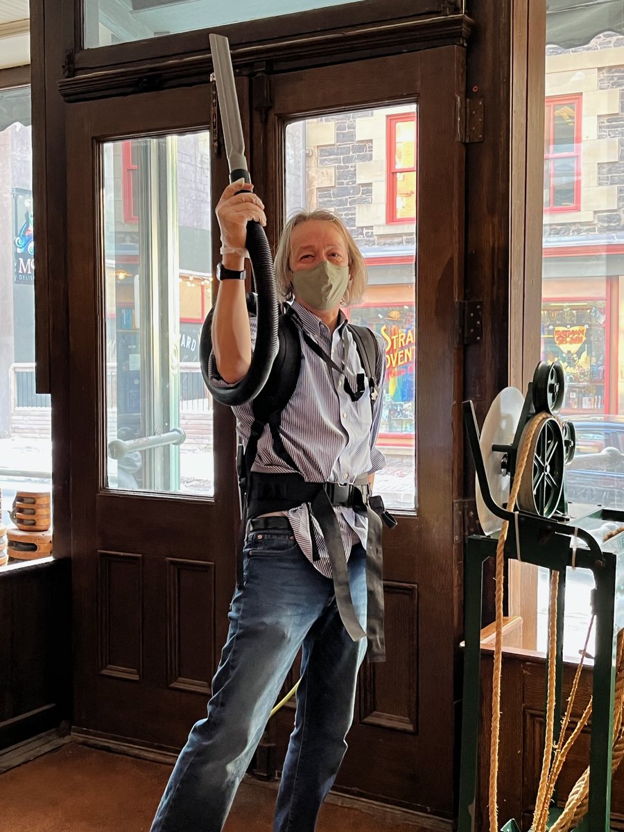 ns_mma's tweet photo. On day #4 of our temporary closure, Curator of Marine History, Roger Marsters, is compiling a new "dust collection" from the Robertson Store. #vacpack #squeakyclean #historycontinues https://t.co/JhloK6hwv0