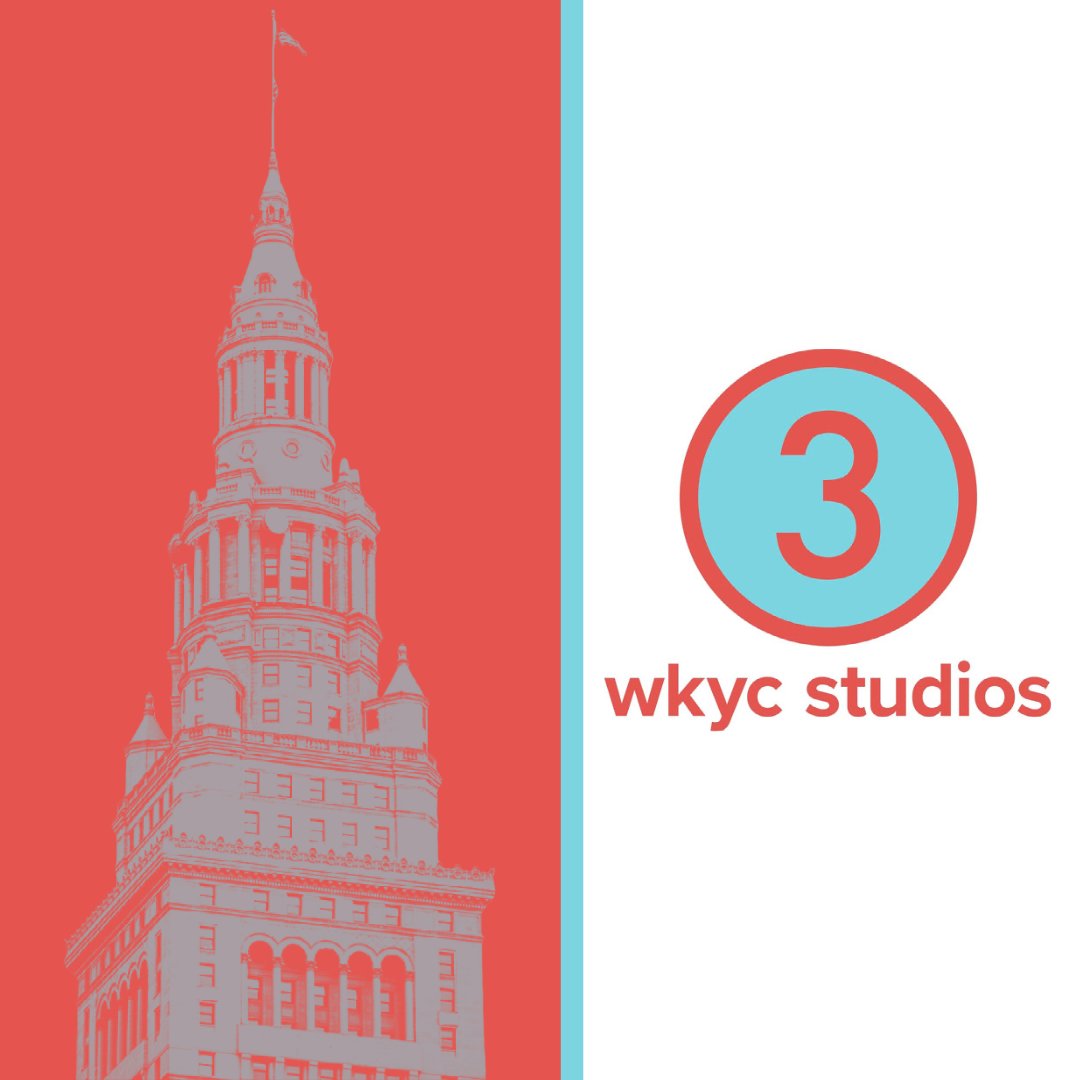TowerLightsCLE's tweet photo. Tonight, rocking WKYC 3 News’ signature colors!

@wkyc @wkycweather https://t.co/seSggIBSuS