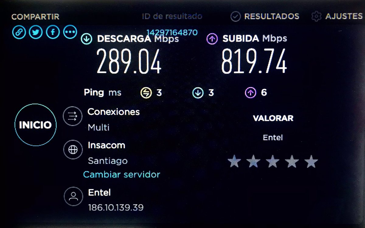 jmsaldiasv's tweet photo. @entel @entel_empresas pésimo servicio de Entel Hogar. Contrato 1 giga y me dan en realidad 236 Mbps de bajada (conectado por cable de red) Ya se podrán hacer la idea cuánto llega vía Wifi. https://t.co/0OvkJ3z91d