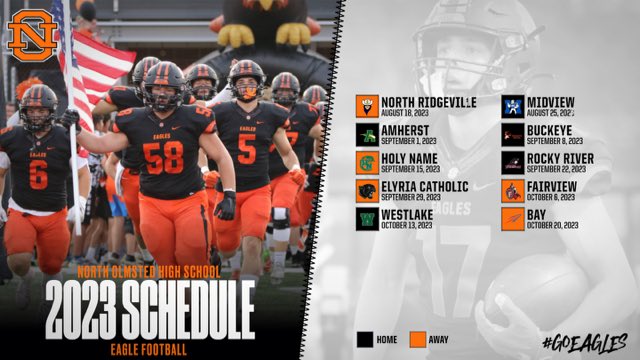 Eagle football 2023 Schedule! ⁦<a href="/NorthOlmsted_OH/">City of North Olmsted</a>⁩ ⁦<a href="/NOCSEagles/">NorthOlmstedSchools</a>⁩ ⁦<a href="/NOEagles/">North Olmsted Eagles</a>⁩