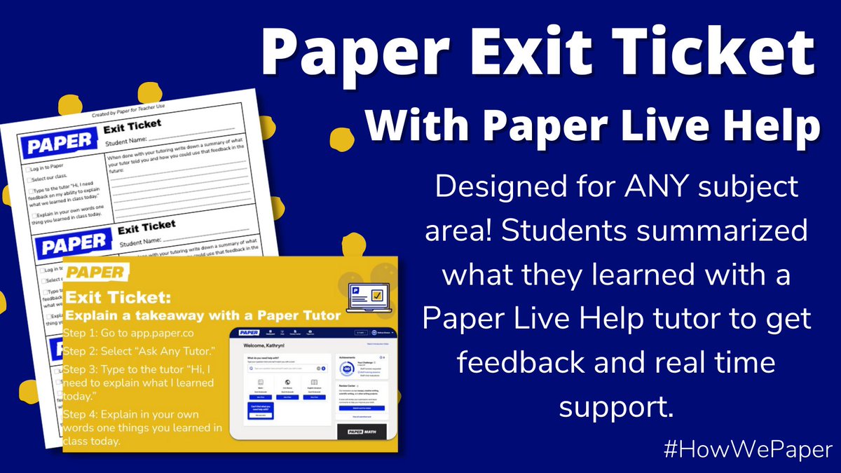What has been the most popular <a href="/paperlearning/">Paper</a>  teacher resource lately in my pep rallies📣?!?
🥁🥁🥁
EXIT TICKETS!!
Tutors can provide every student with individualized feedback on their learning
Check out this resource here: bit.ly/PaperDailyExit…