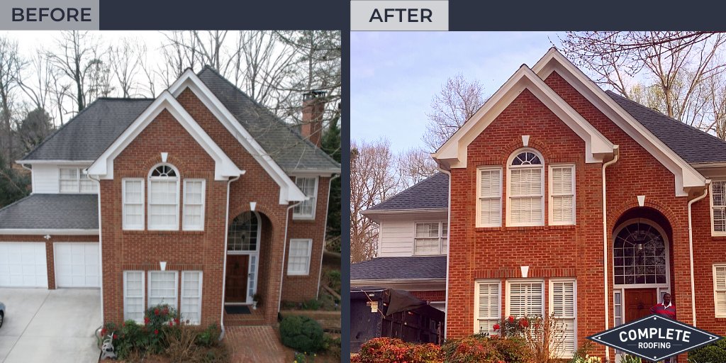 completeroofing's tweet photo. Woohoo! 👏 Check out this gorgeous #newroof!
#Hail, yes!  #Damage verified &amp; paid for by insurance.
Could your #roof have #haildamage too?
Get your touch-free, no-cost #drone inspection!
https://t.co/5r6ngRGoL8 https://t.co/FeeBkfAnPA