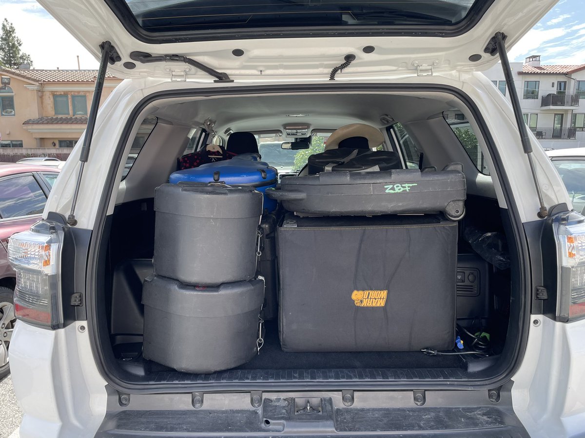 GrantMaloySmith's tweet photo. Loaded up rental #drums and #bass amp into my 4Runner. Plus my #guitar and luggage. For tonight’s #IndieCollaborative show with 15 Grammy nominees performing! https://t.co/B1sXJiKHQQ https://t.co/qjKhYXtDx2