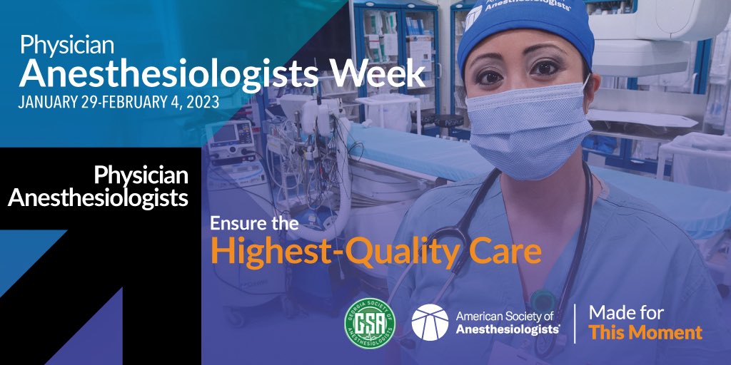 GSAHQ's tweet image. Happy Physician Anesthesiologists Week! Did you know physician anesthesiologists are guardians of patient safety? Whether responding to an emergency in surgery, relieving pain, or caring for our nation's Veterans, we ensure the highest-quality care. #PhysAnesWk23