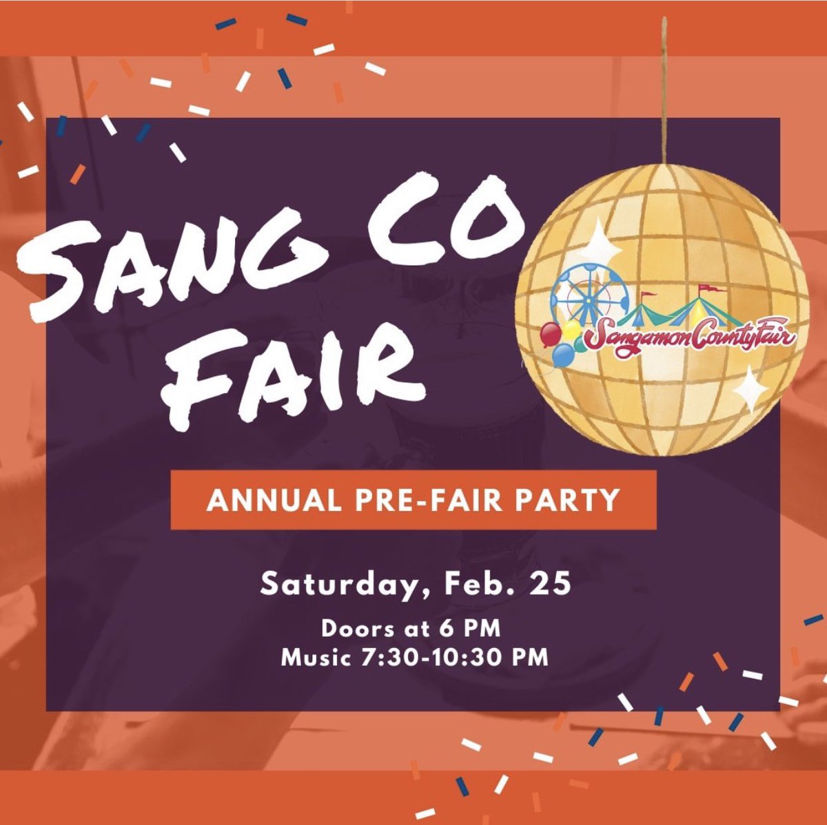 SangCoFair's tweet photo. We're excited to welcome Dream A Little Dream Parties to the Feb. 25 Pre-Fair Party! They'll be providing delicious food for purchase, including pulled pork, chili dogs, nachos, etc. Beer and mixed drinks=$4!

Entry to the party is $5 or FREE with donation of a canned food item. https://t.co/UpimWxJt3L