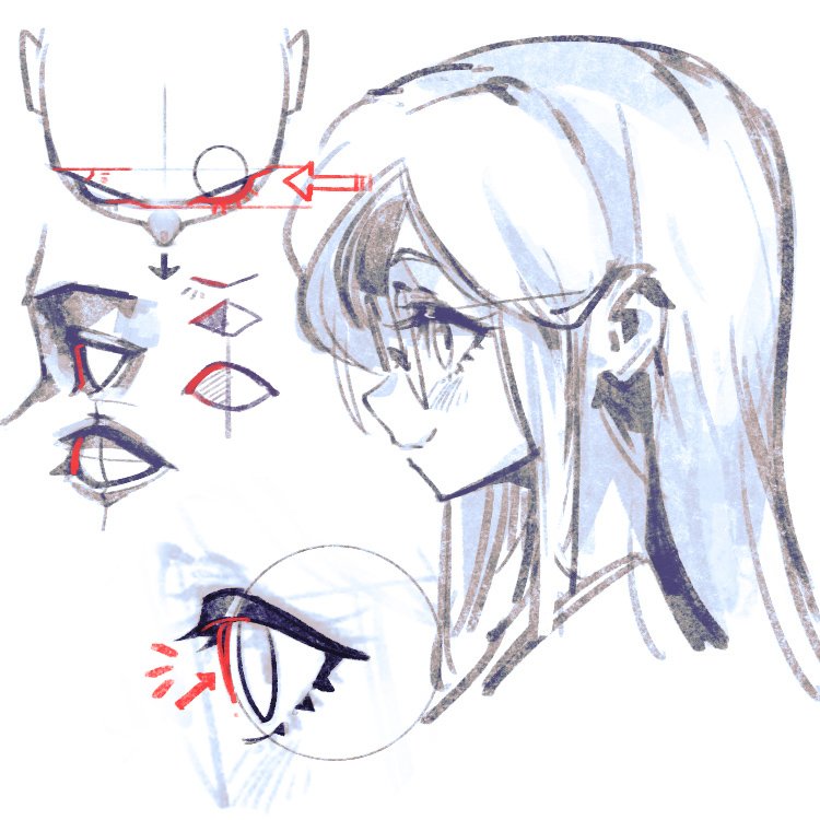 팬텀크로 on Twitter If you are difficult to draw eyes from the side  understand it as a figure When you look at the side of the anime characters  you can see the