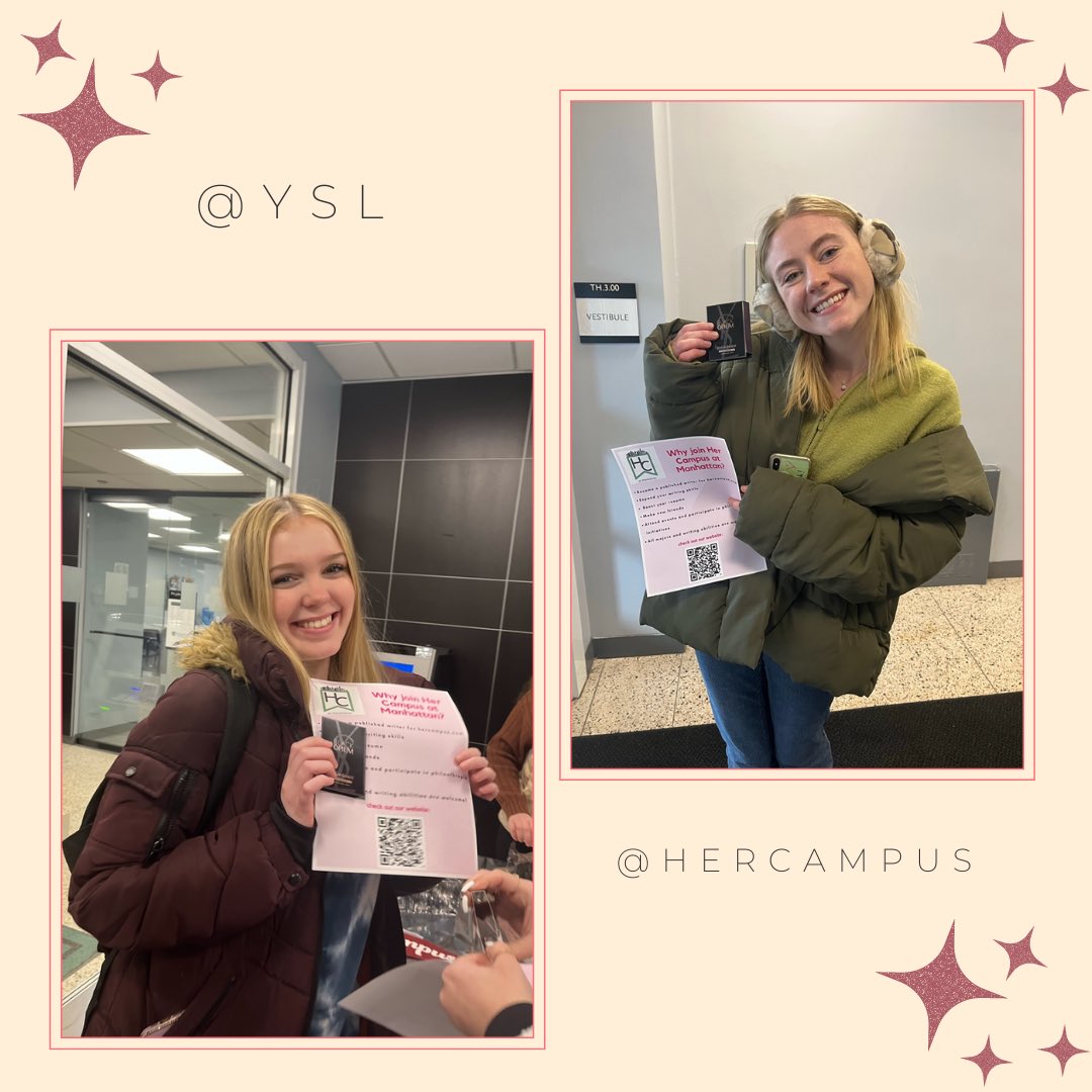 HCManhattan's tweet image. Did you see us on campus today?? We were handing out free samples of @YSL perfume and talking about all things her campus!