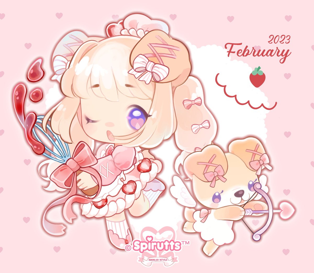 🌸🎀🌷~ Hello Feburary ~ ! 🌸🎀🌷

Creampuff and Caramel are dressed in their valentines best ready to do some baking for a love 🏹💕  ଘ(´｡•  •｡`)ଓ ♡
#ocart  #shoujo #cutestyle #valentines