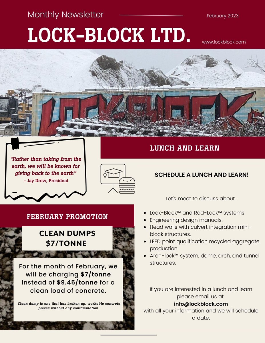 LockBlockLtd's tweet photo. An update from Lock-Block Ltd. and Greenstone Aggregates.

#lockblock #aggregates #lunchandlearn #promotion https://t.co/nALadjKd9N