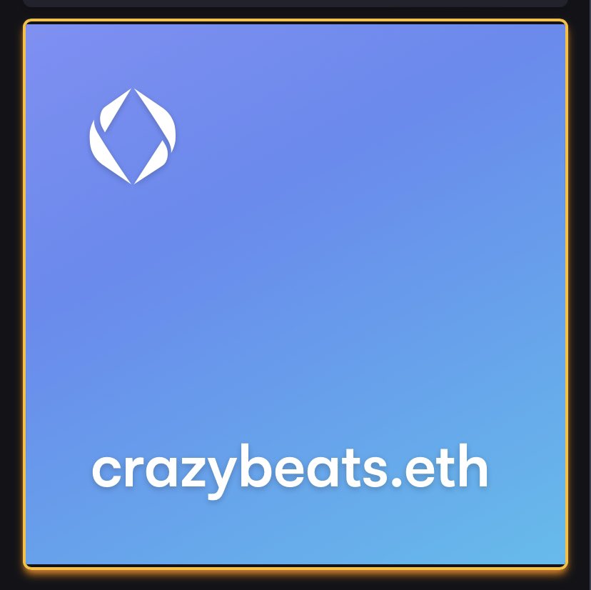 CRAZYBEATS.ETH

ens.vision/name/crazybeats

#ENS #ETH #Ethereum #beat #beats #song #music #Domains #ensnames #ensdomains #cryptonames #nftbeats