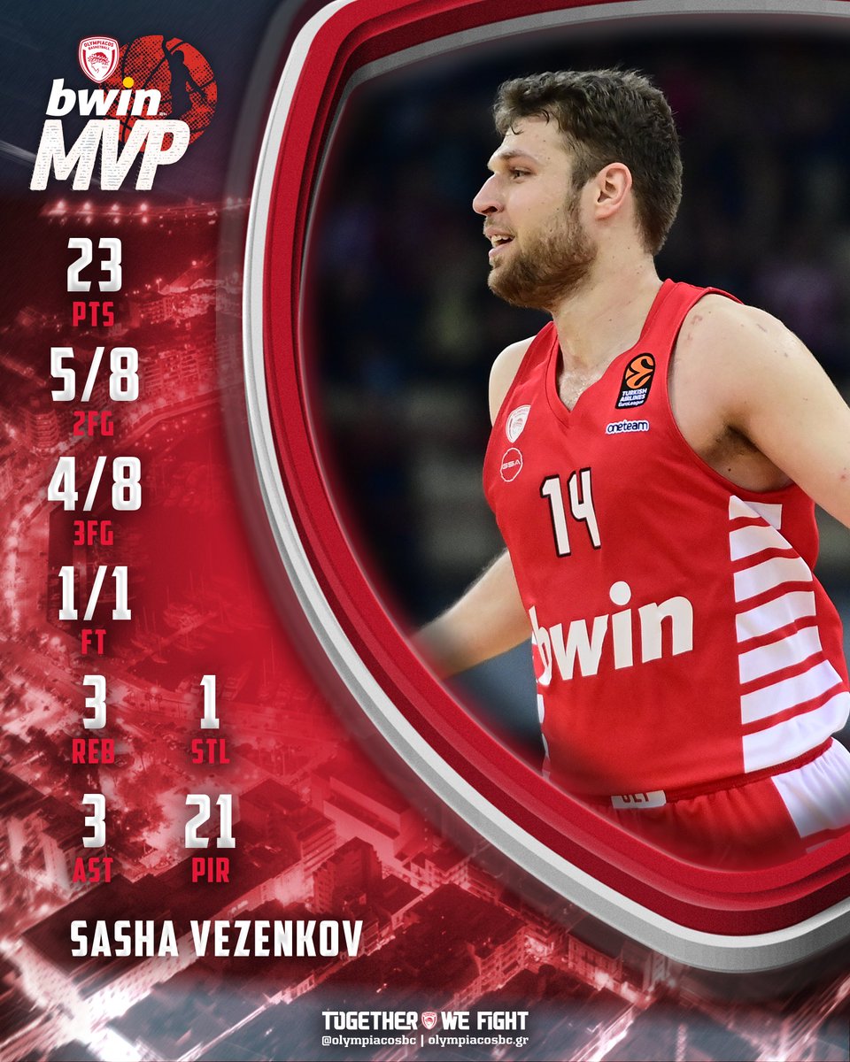 #bwinMVP: Sasha Vezenkov

#OlympiacosBC #TogetherWeFight #WeAreOlympiacos #olybwin #OLYEFS