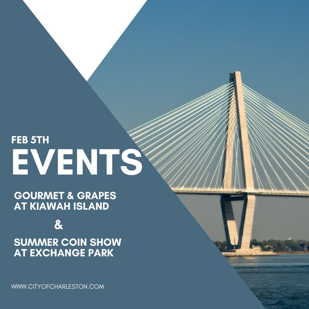 Looking for something to do this weekend? Check out the annual Gourmet &amp; Grapes at the Kiawah Island Golf Resort and the Summer Coin Show at Exchange Park! Learn more at cityofcharleston.com

#lowcountrycoinclub #thingstodocharleston #charlestonevents #CharlestonSC