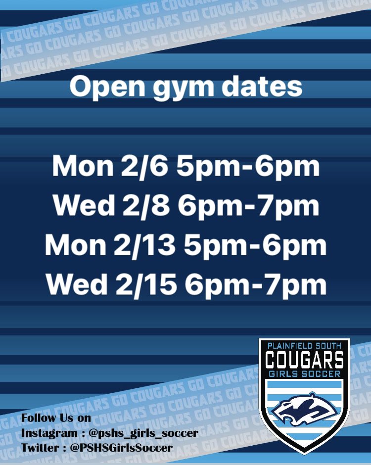 Open gym dates coming up. Tryouts start Monday 2/27.