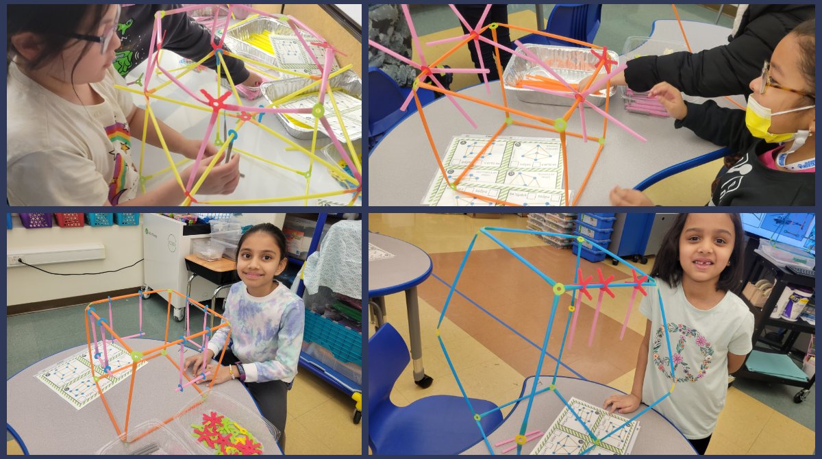 StemEmk's tweet photo. 1sts and 2nds got movin' with @strawbees ~ We learned about composite shapes and 3D shapes. Vertices=connectors. Edges=straws. Then applied all that to building something that moves, spins, swings, etc! #STEM4Them @EWRSDK12 @NicoleFoulksEMK @mr_mtozzi https://t.co/4bRXVzyinq