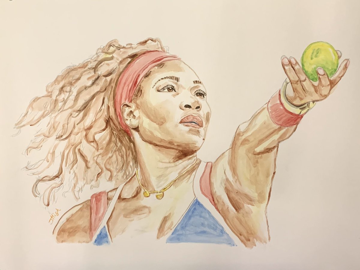 jhighart's tweet photo. My painting of Serena Williams.  
#jhighart #serenawilliams #goat #tennis https://t.co/rZ9r6nEb5z