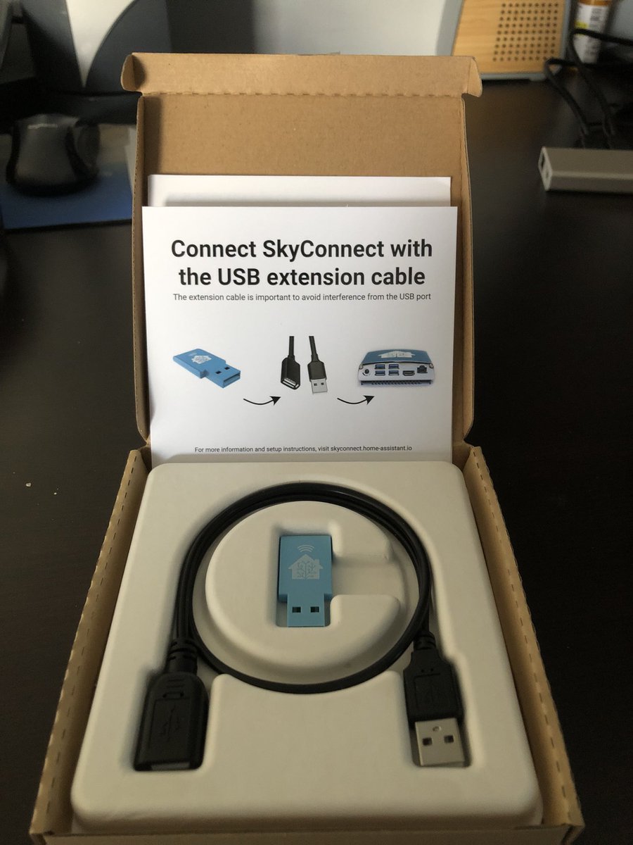 Received a welcome surprise in the mail today! My <a href="/home_assistant/">Home Assistant</a> sky connect came in and is connected to my <a href="/home_assistant/">Home Assistant</a> blue hub! I opted for the sky connect instead of upgrading to the home assistant yellow! I am excited for all the local smart home goodness to come!